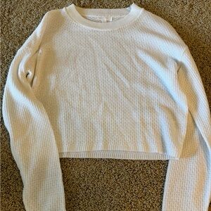 White cropped long sleeve top